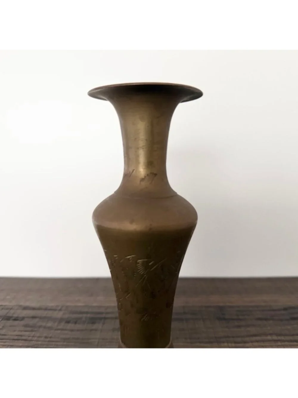 Vintage‎ Brass Etched Bud Vase Engraved Boho Hollywood Regency Eclectic Decor